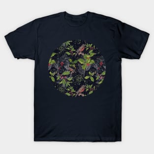 Christmas Botanical with Dark Background T-Shirt